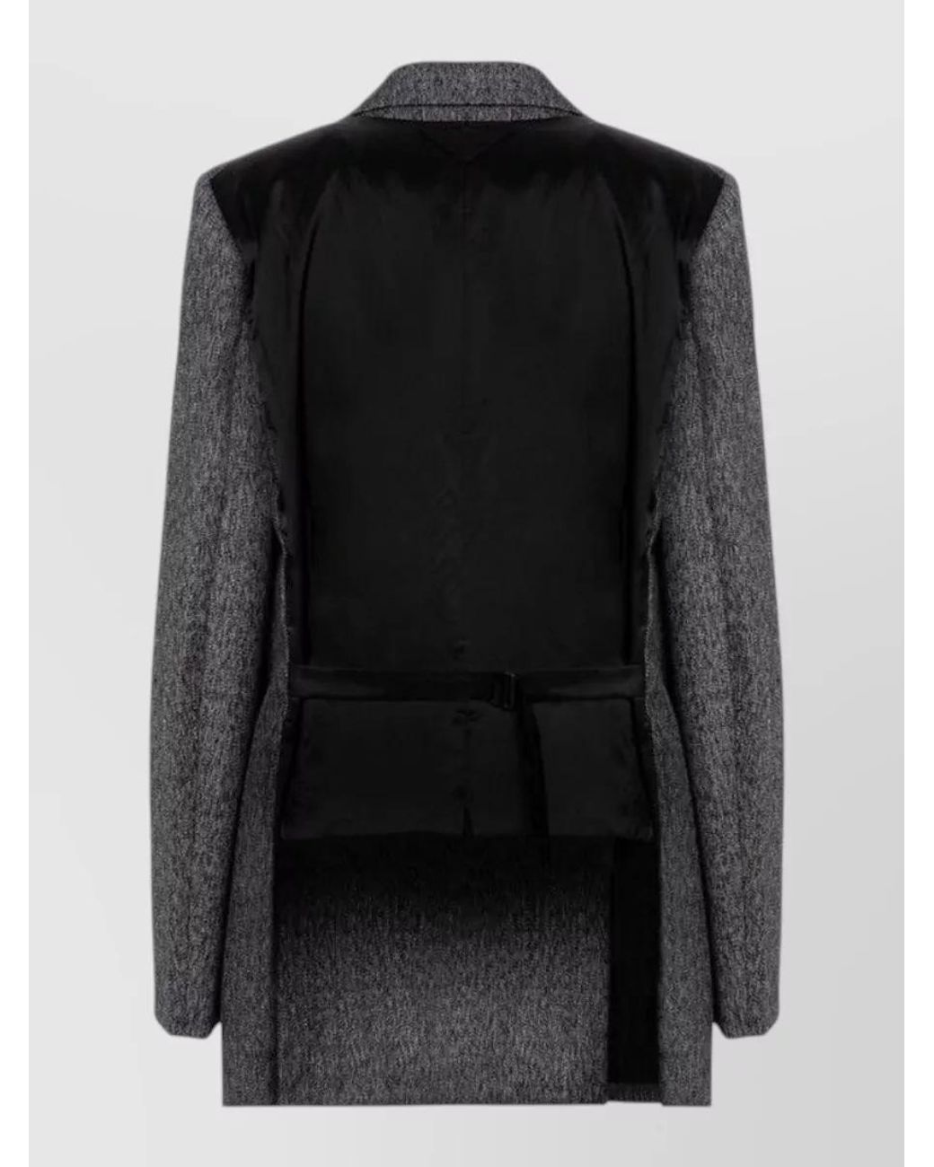 Prada Black Double-Breasted Virgin Wool Blazer