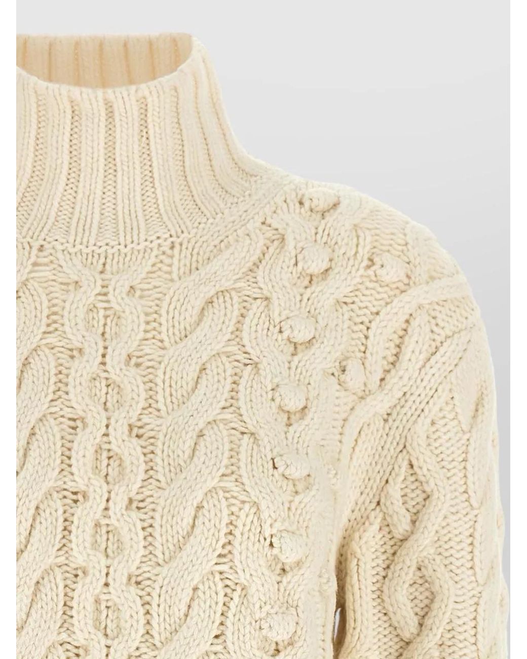 Stella McCartney Natural Virgin Wool Cable-Knit Turtleneck Jumper