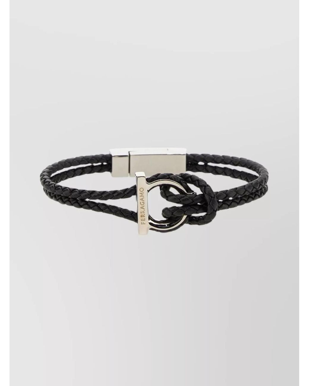 Ferragamo Black Leather Bracelet for men
