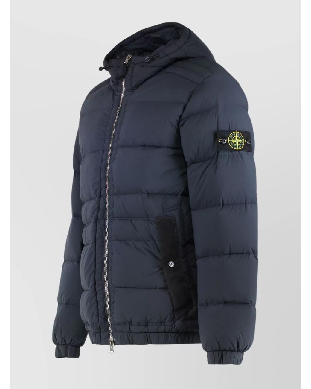 Stone Island Blue Down Hooded Puffer Jacket for men