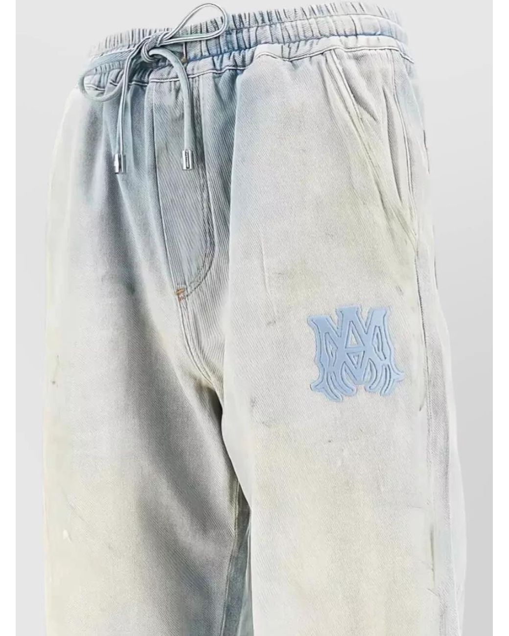 Amiri Blue Denim Relaxed-Fit Track Pants for men
