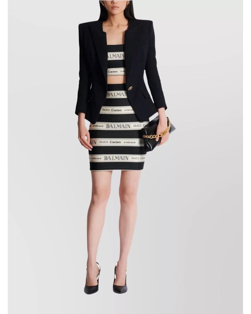 Balmain Black High-Rise Jacquard Mini Skirt