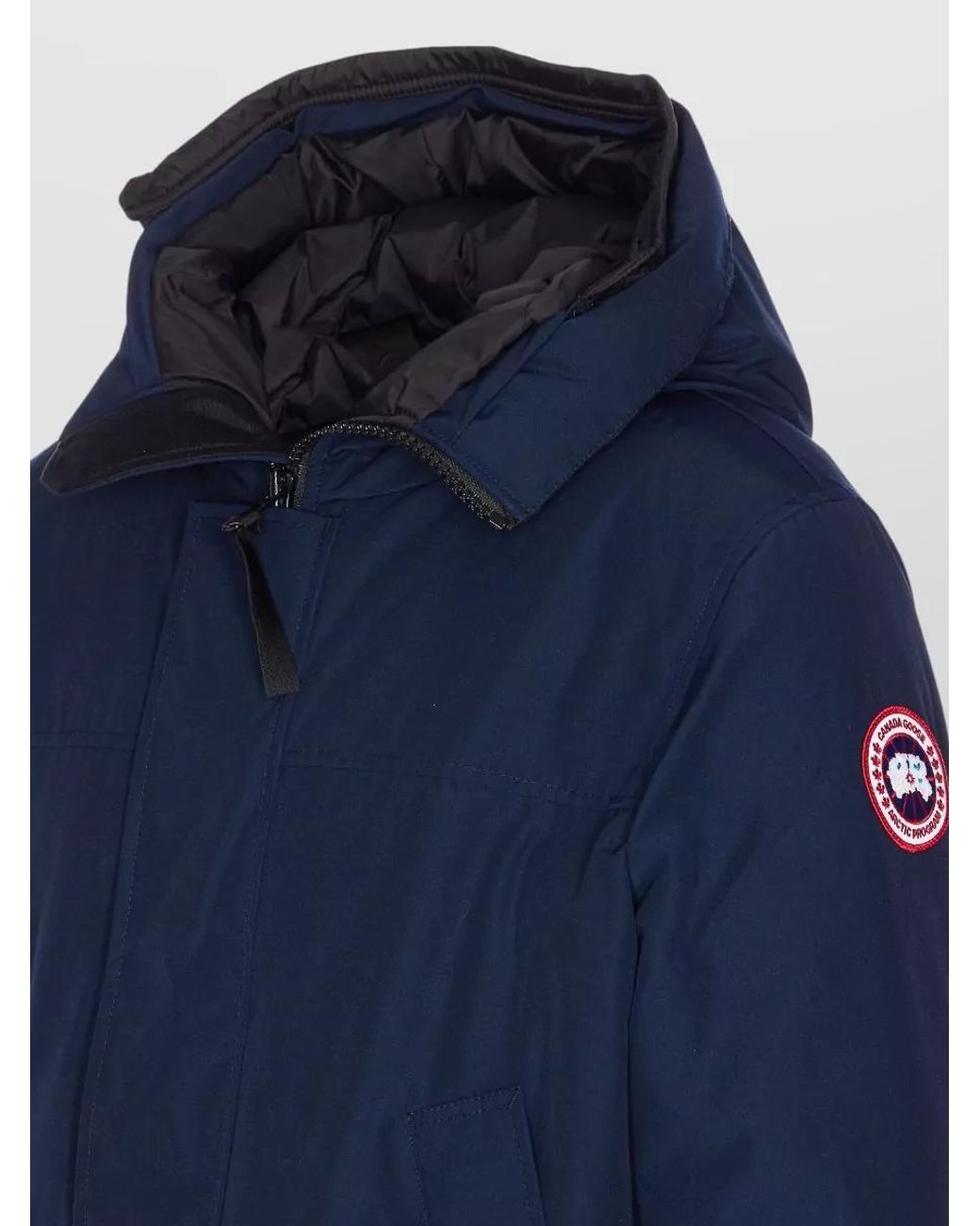 Canada Goose Blue Hooded Coat With Long Sleeves And Pockets for men