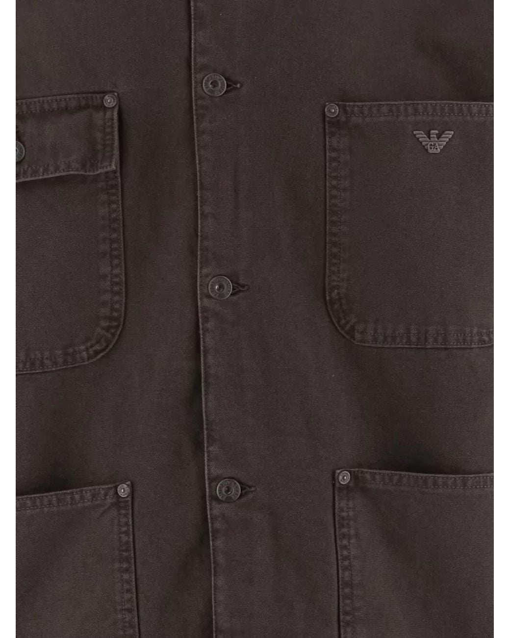 Emporio Armani Brown Cotton Single-Breasted Coat for men