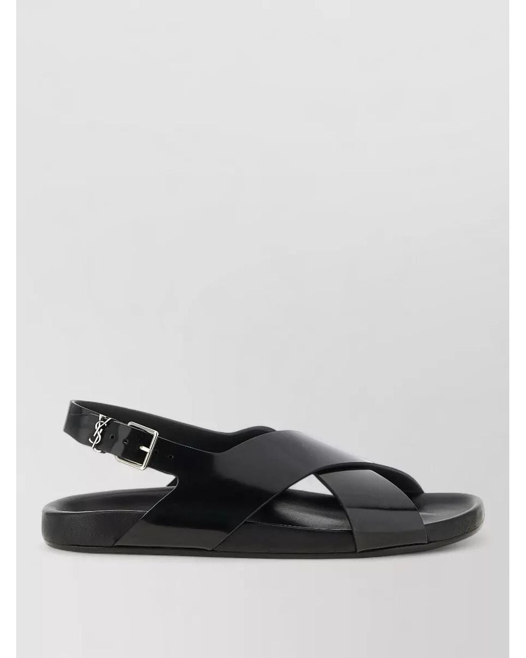 Saint Laurent Black Leather Helios Sandals for men