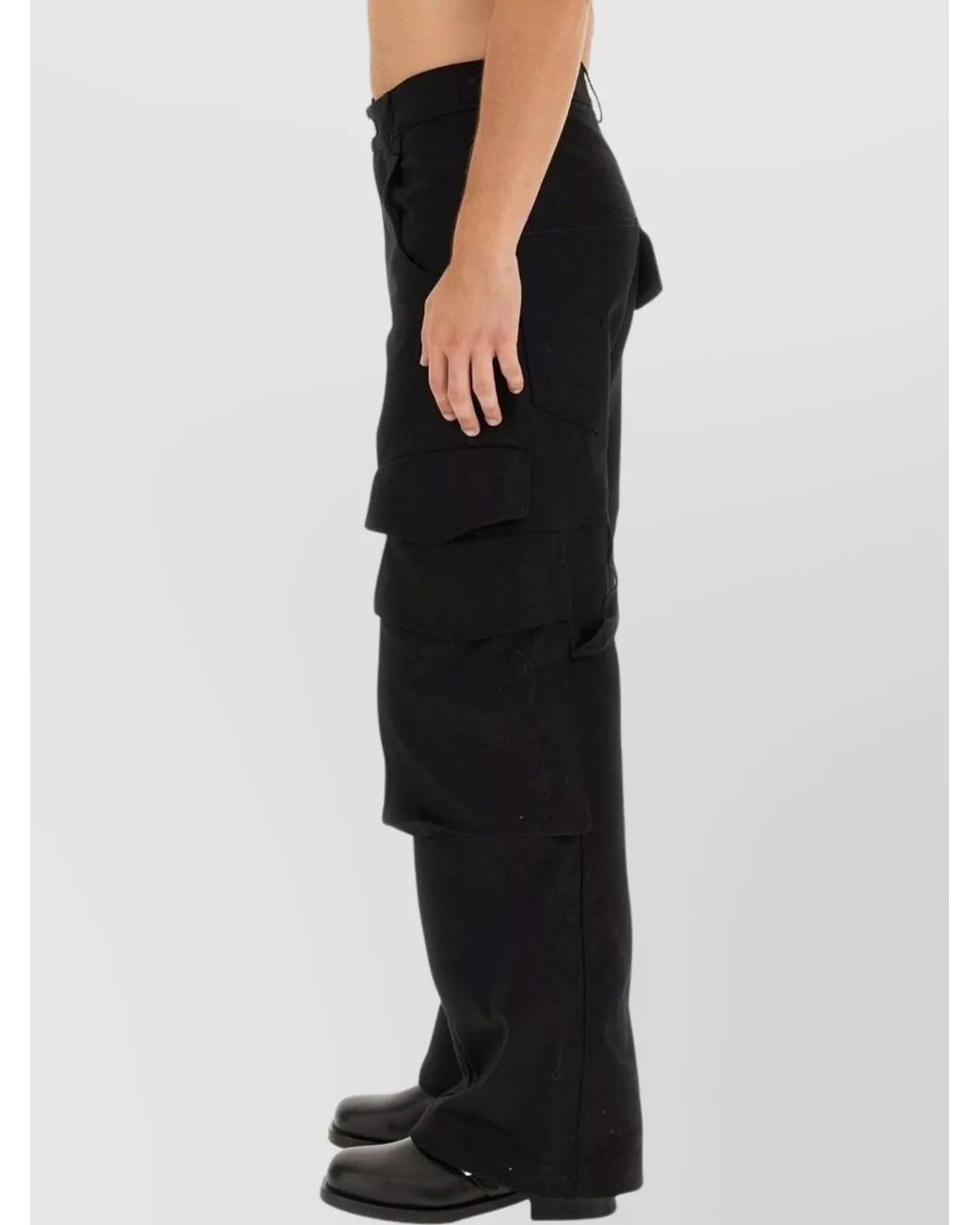 Gcds Black Cotton Regular-Fit Cargo Trousers for men