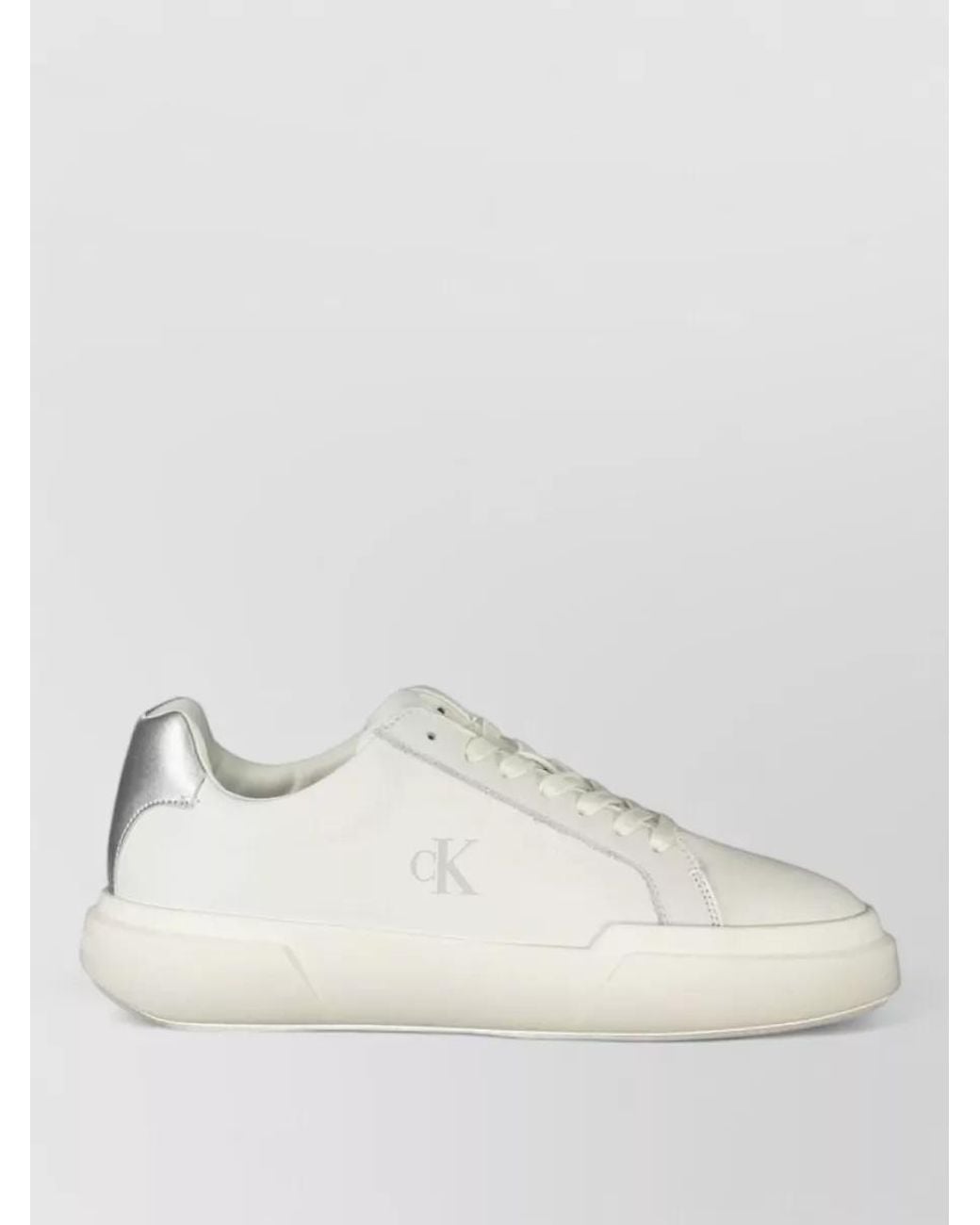 Calvin Klein White Leather Lace-Up Sneakers