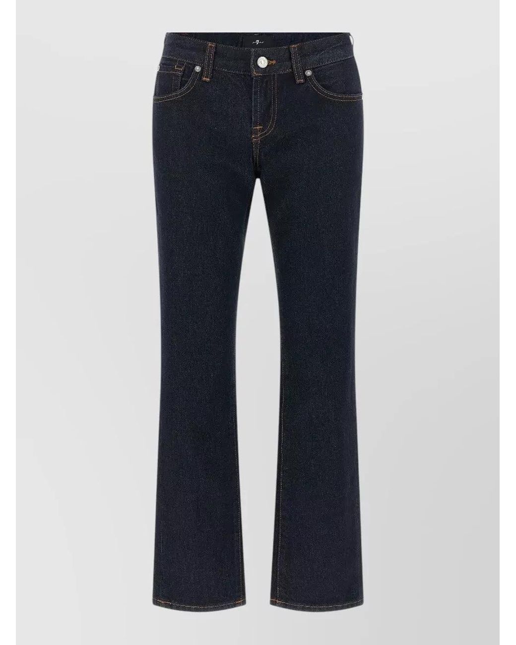 7 For All Mankind Blue Denim Low-Rise Cigarette Jeans