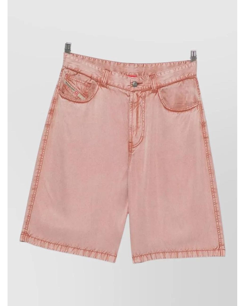 DIESEL Pink Viscose High-Rise Wide-Leg Knee-Length Bermuda Shorts