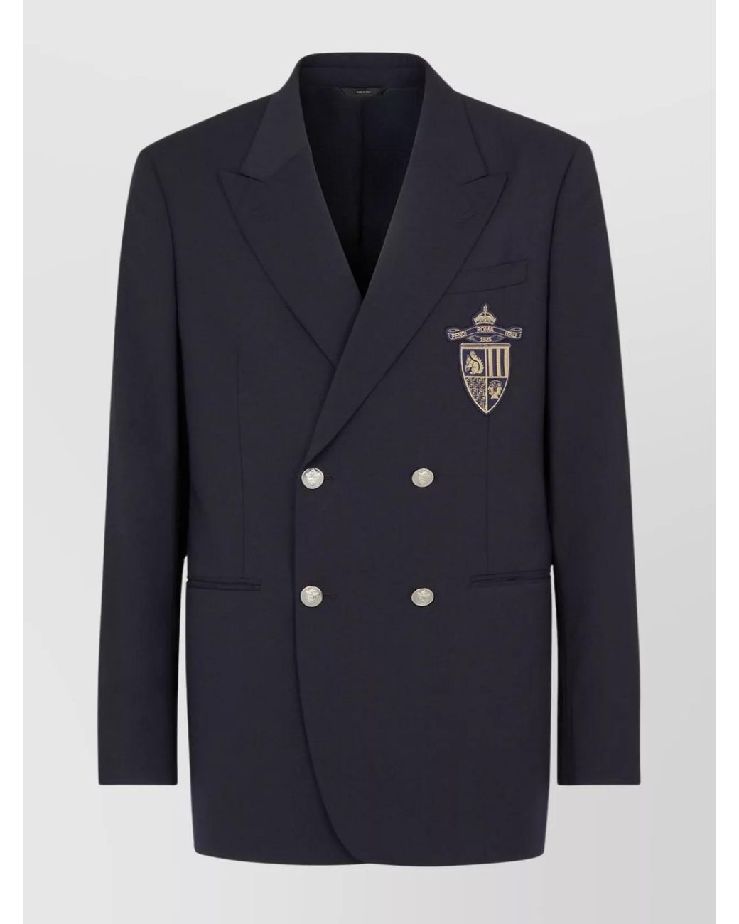 Fendi Blue Virgin Wool Double-Breasted Suit Jacket for men