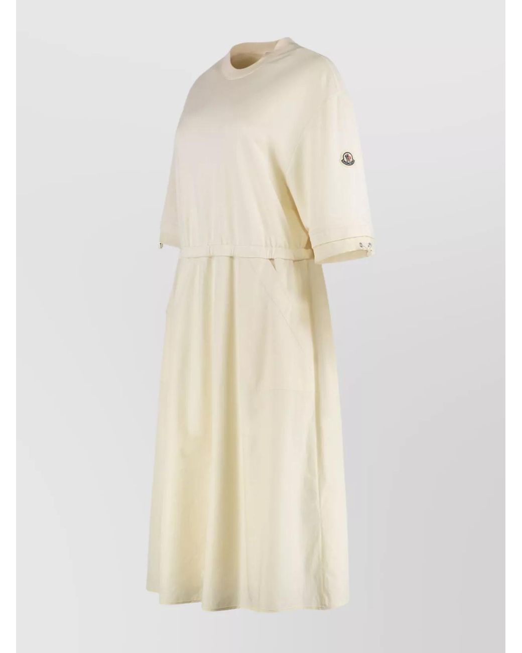 Moncler Natural Cotton Ribbed Midi Dress