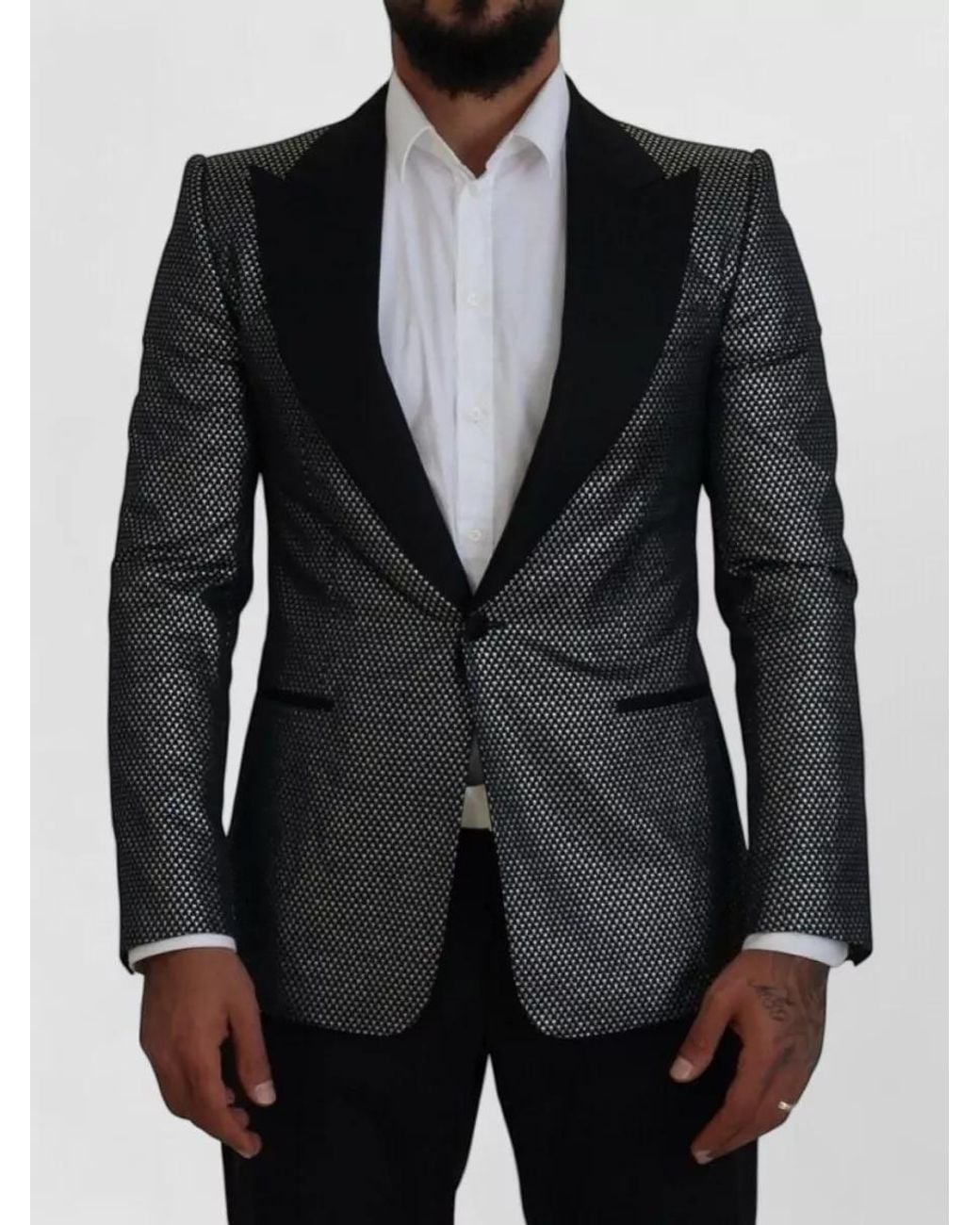 Dolce & Gabbana Black Silk Slim-Fit Suit Jacket for men