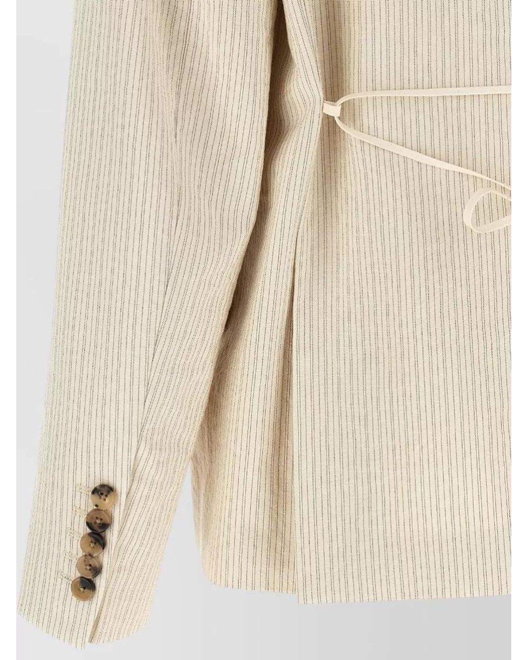 Dries Van Noten Natural Striped Double-Breasted Blazer