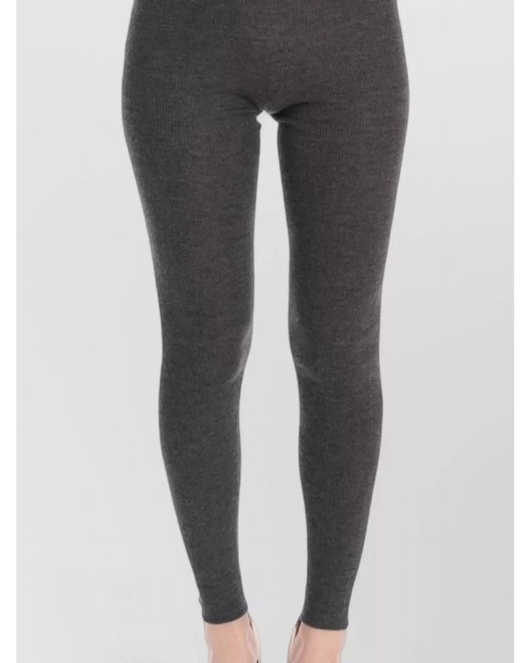 Dolce & Gabbana Gray Cashmere Ribbed Slim-Fit Leggings