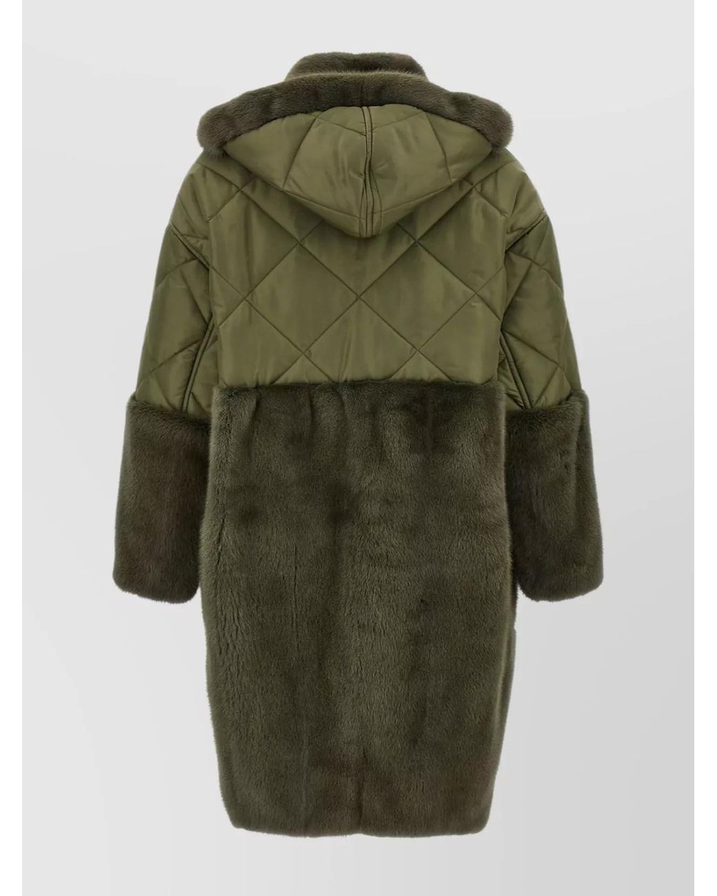 Blancha Green Nylon Quilted Long Down Jacket