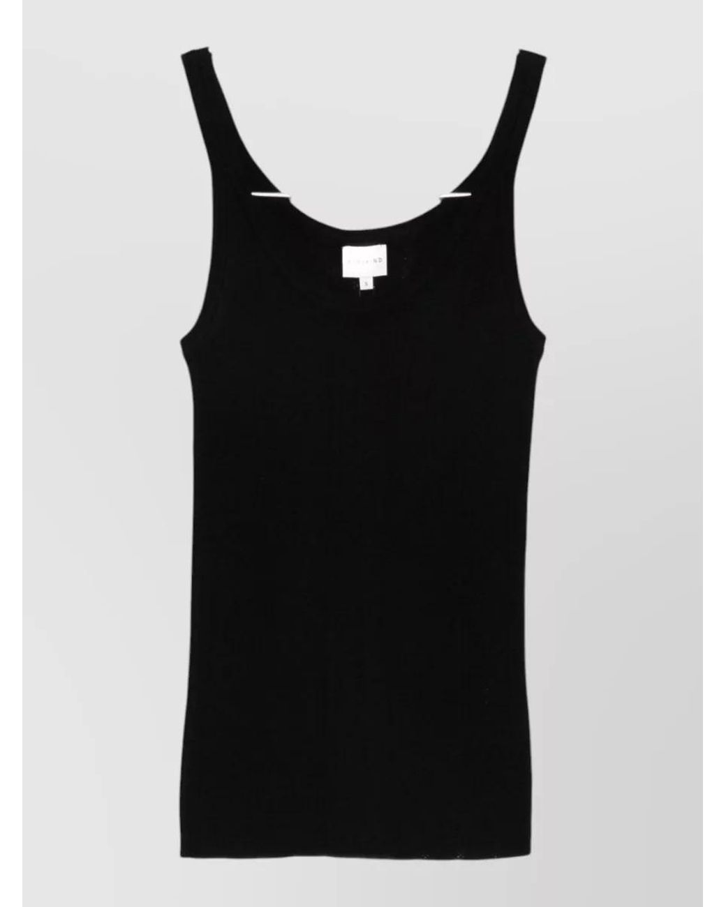 Herskind Black Merino Wool Ribbed Sleeveless Scoop Neck Knitted Top