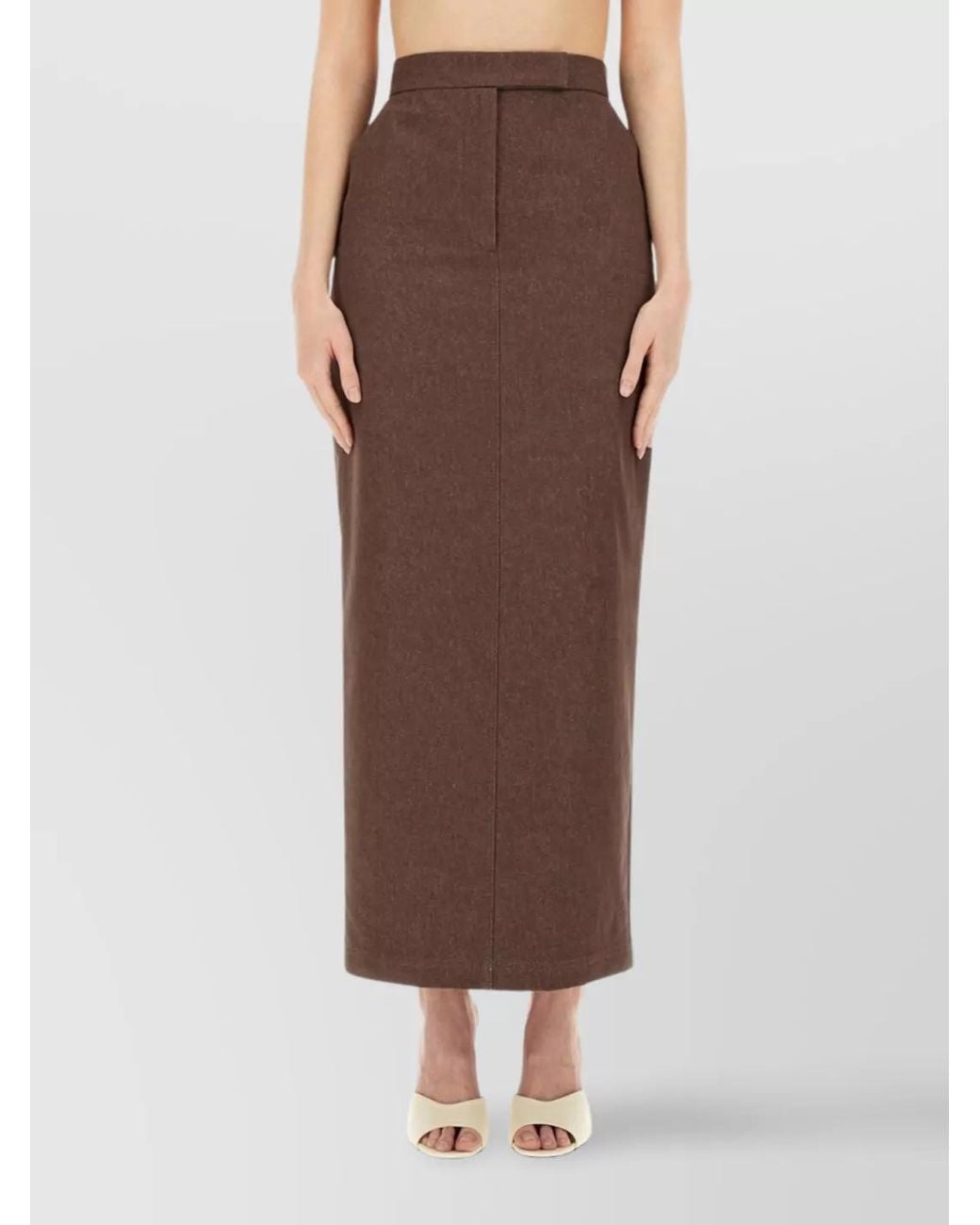 Max Mara Brown Cotton Long Pencil Skirt
