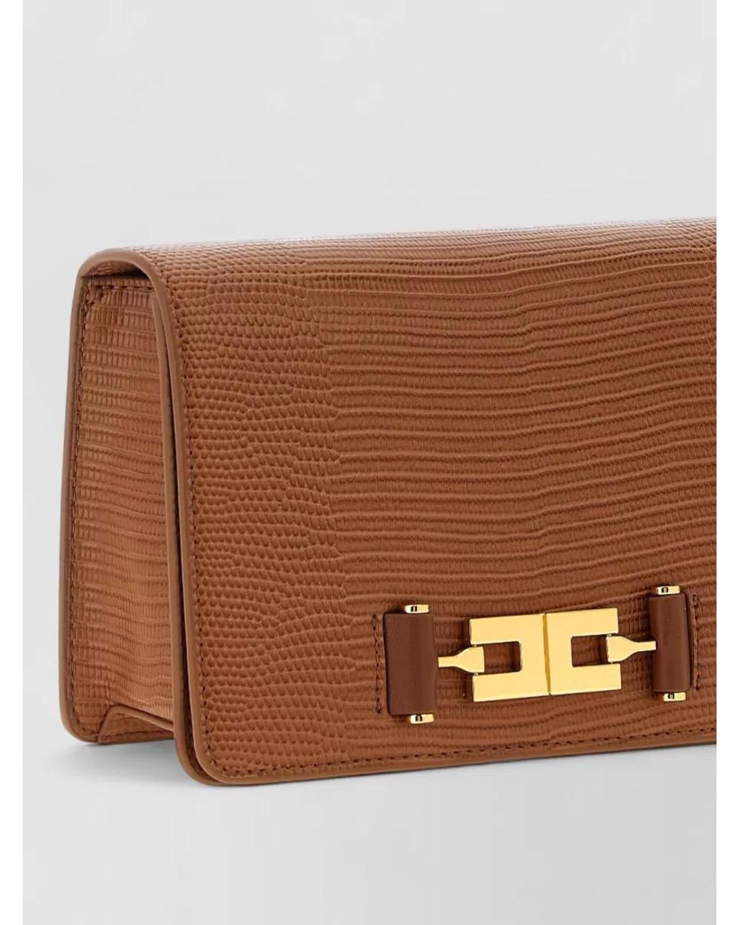 Elisabetta Franchi Brown Lizard Effect Cross-Body Bag