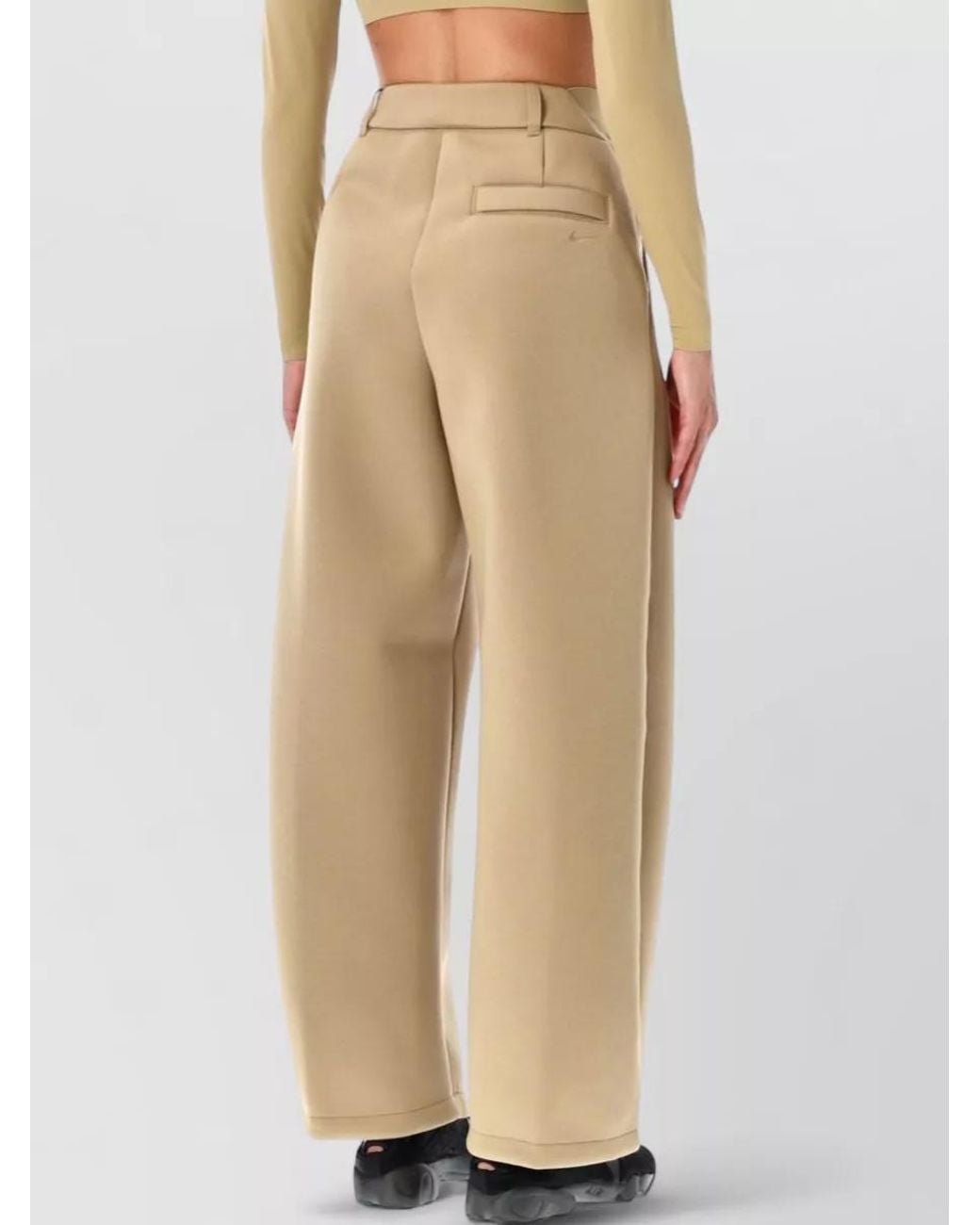 Nike Natural Mid-Rise Wide-Leg Fleece Trousers