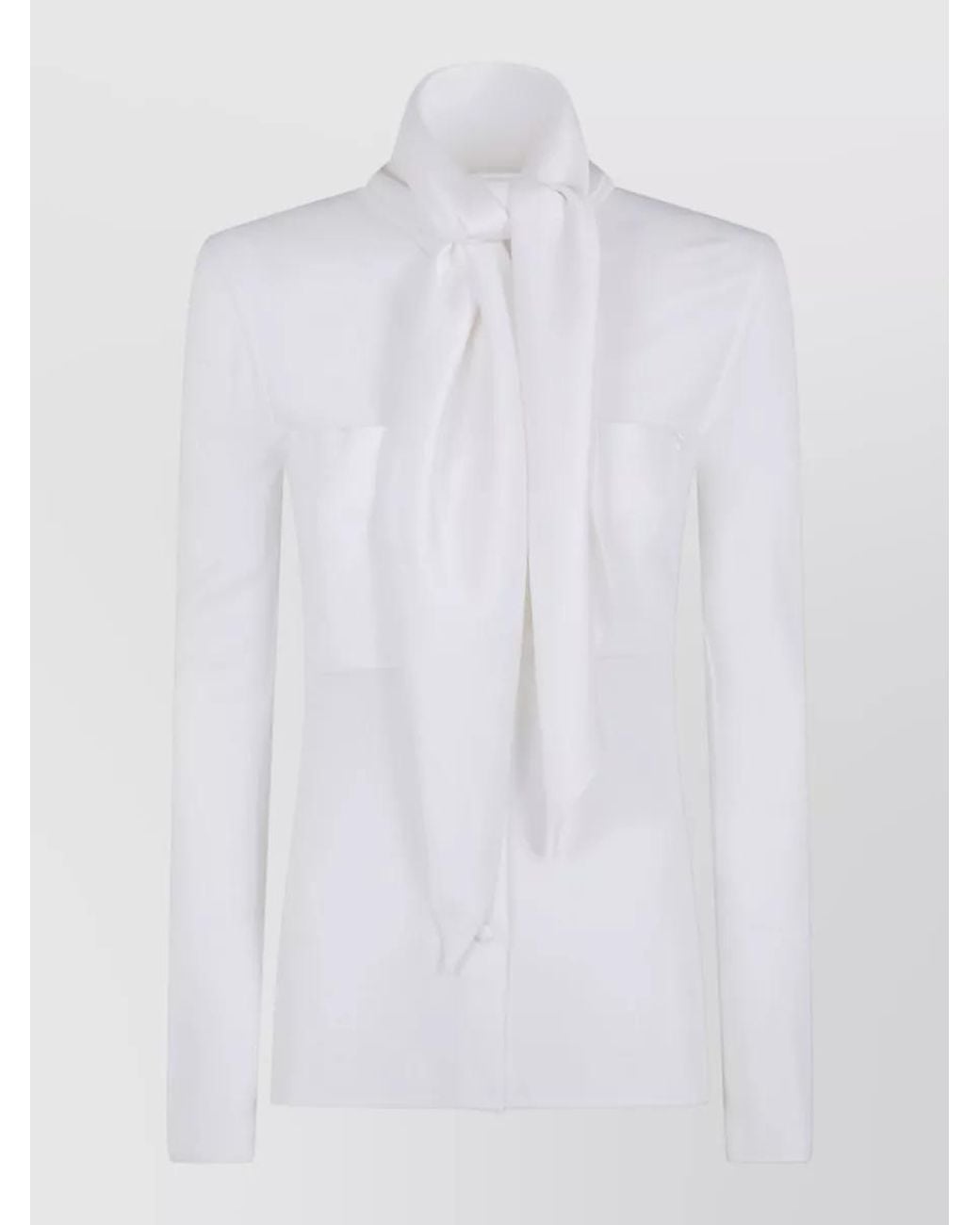 Courreges White Scarf Collar Jersey Shirt