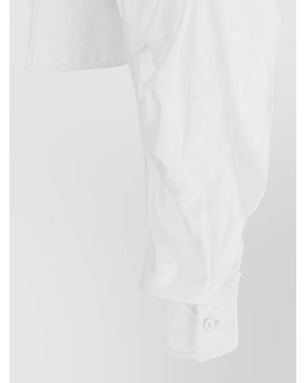 Elisabetta Franchi White Cropped Pleated Bustier Cotton Shirt