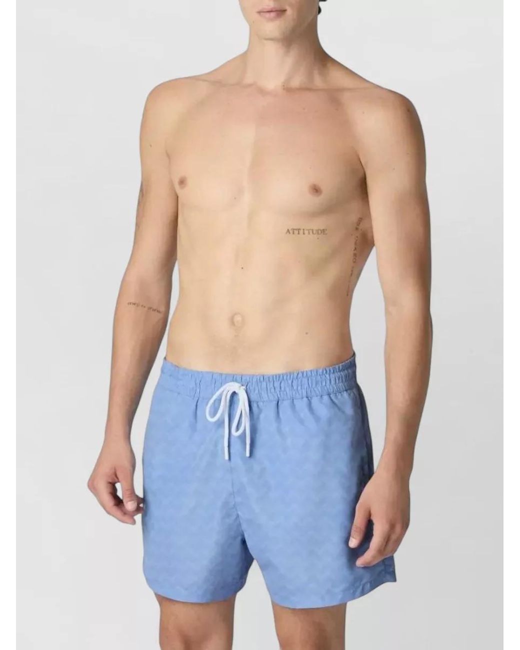 Missoni Blue Medium Length Zigzag Swim Shorts Pockets for men