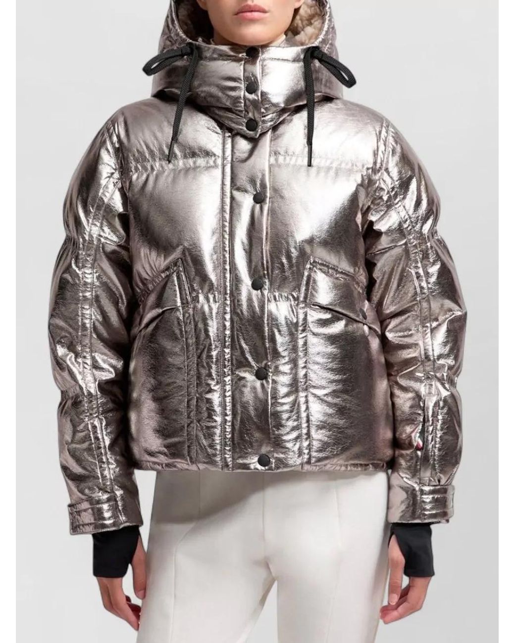 Moncler Gray Moncler Calaque Metallic Hooded Insulated Ski Jacket