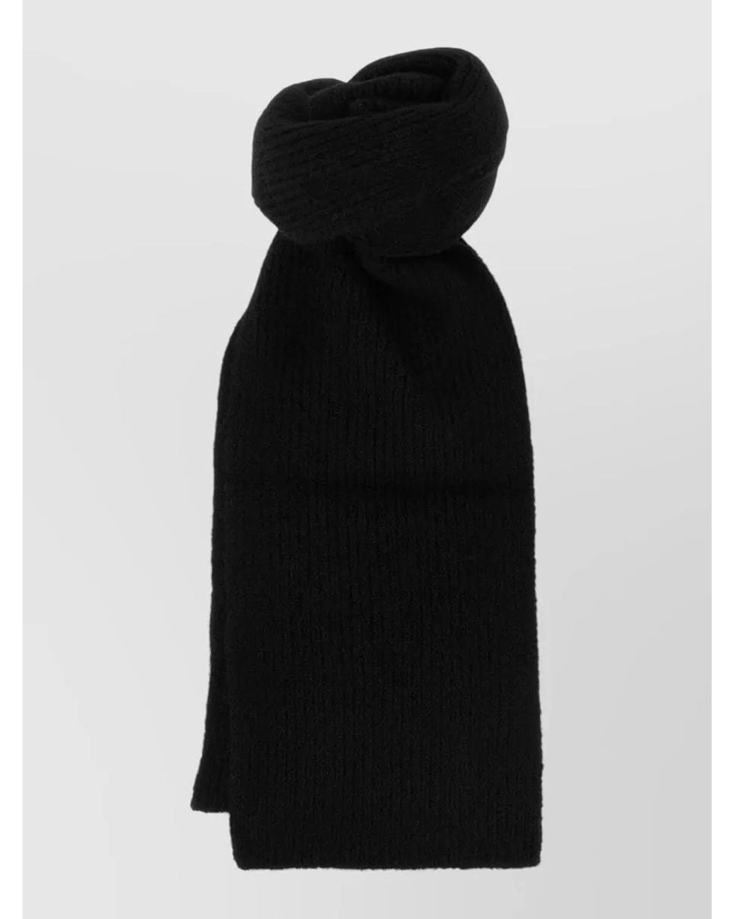 Dries Van Noten Black Alpaca Wool Ribbed Scarf for men