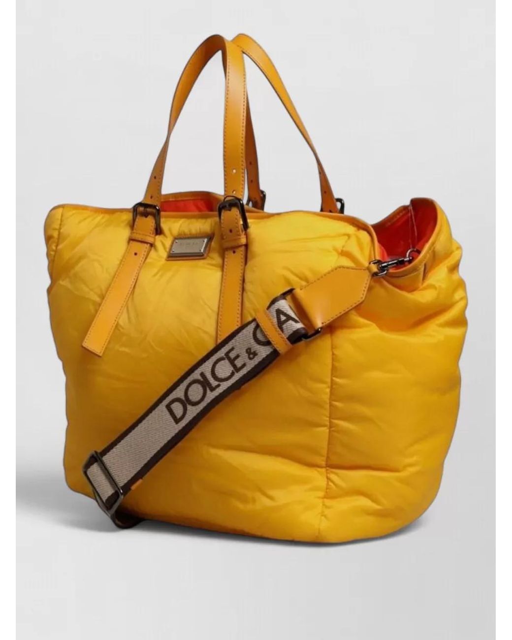 Dolce & Gabbana Yellow Quilted Nylon Shoulder Duffle Bag for men