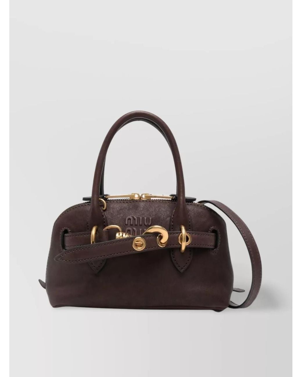 Miu Miu Brown Matelassé Mini Lamb Leather Shoulder Bag