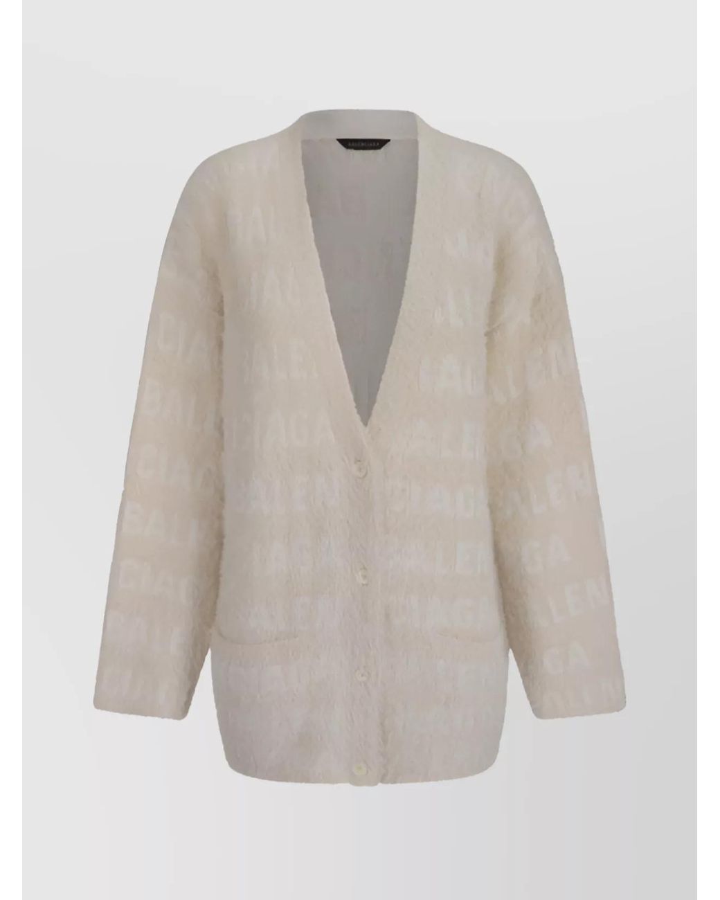 Balenciaga White Oversized V-Neck Cardigan
