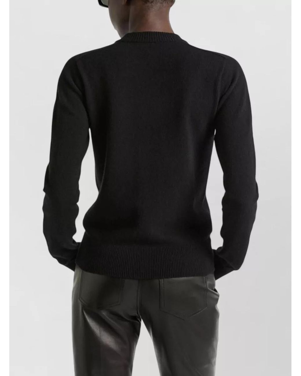 Balmain Black Cashmere Wool Ribbed-Knit Round-Neck Cardigan