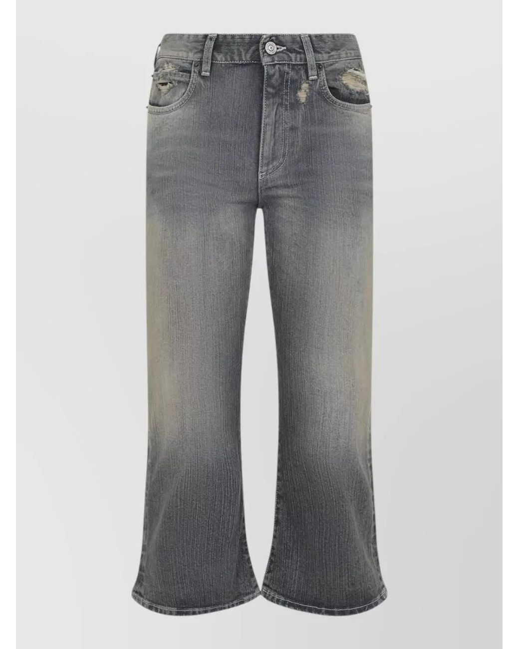 Balenciaga Gray Denim Mid-Rise Cropped Flared Trousers