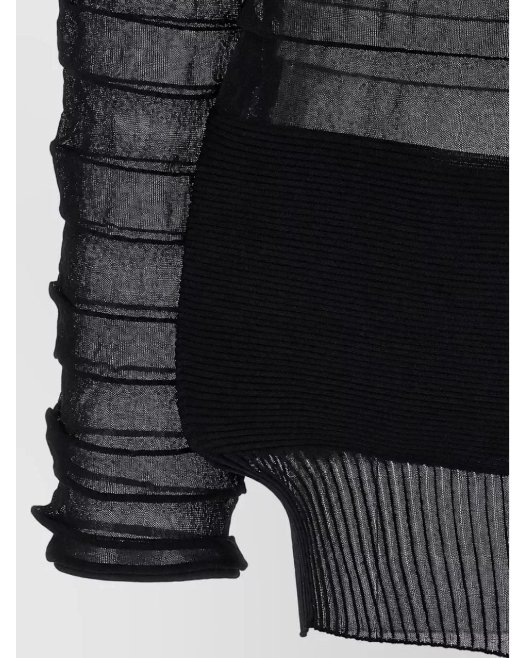 Issey Miyake Black Moving Knit Asymmetric Long-Sleeve Top