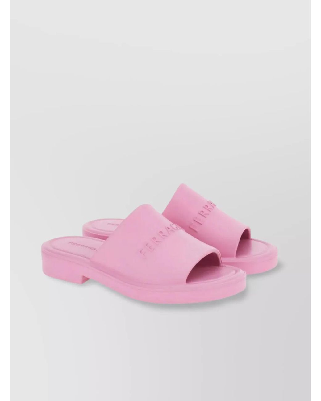 Ferragamo Pink Rubber Logo-Detail Slider Sandals