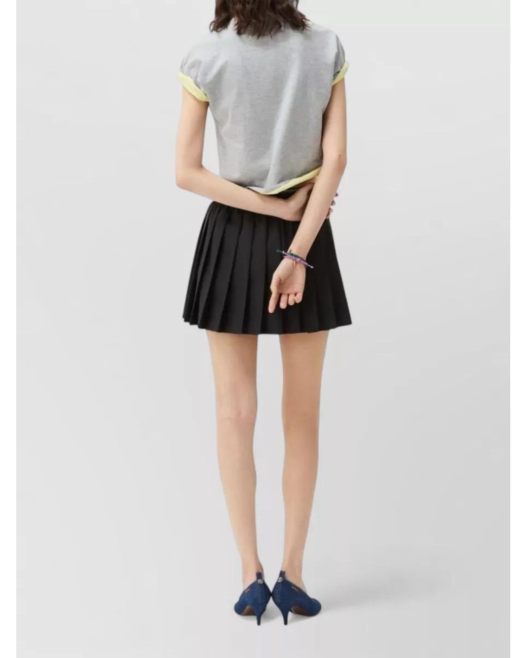 Versace Black Wool Mohair Pleated Mini Skirt