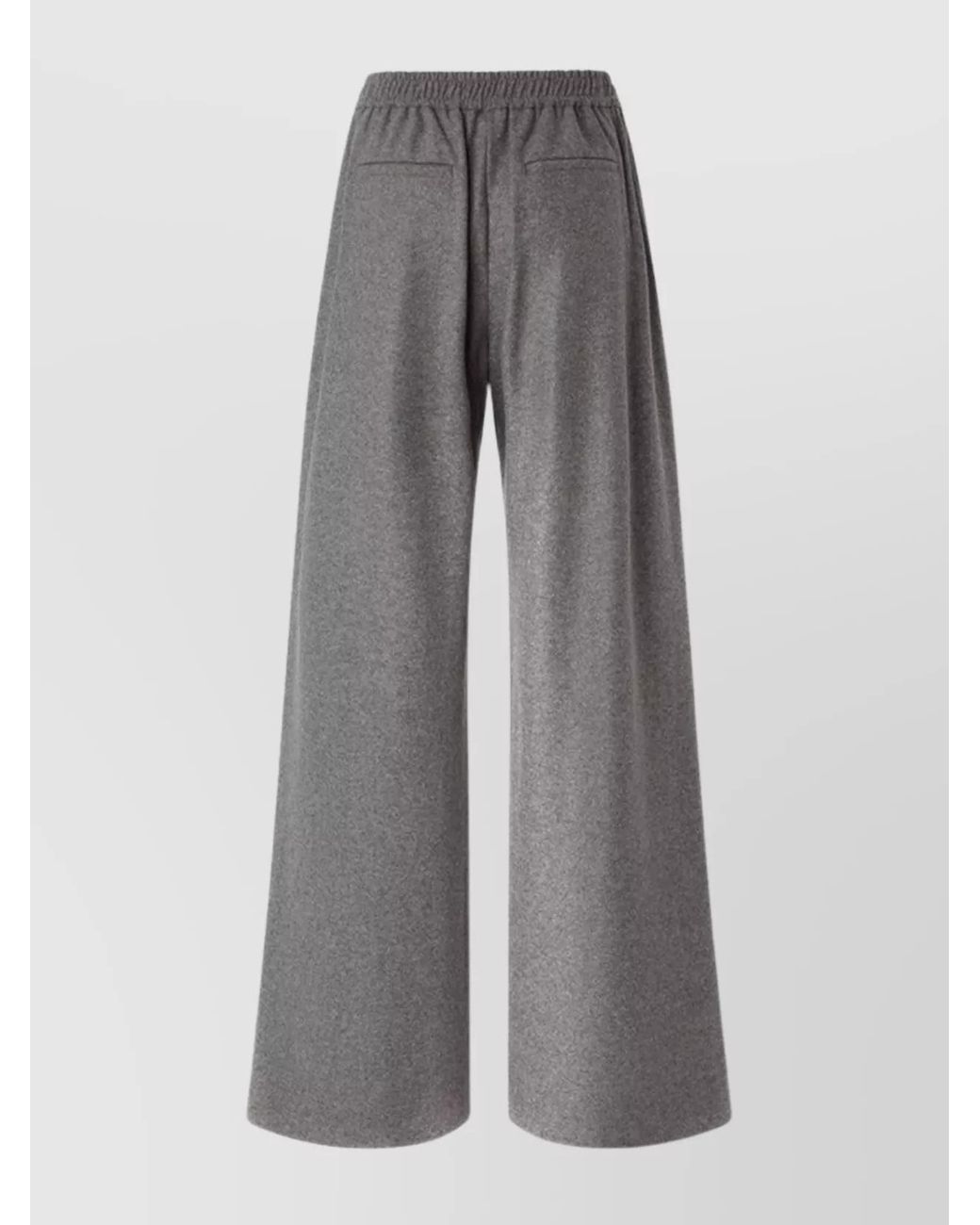 Pinko Gray High-Rise Flannel Wide-Leg Trousers