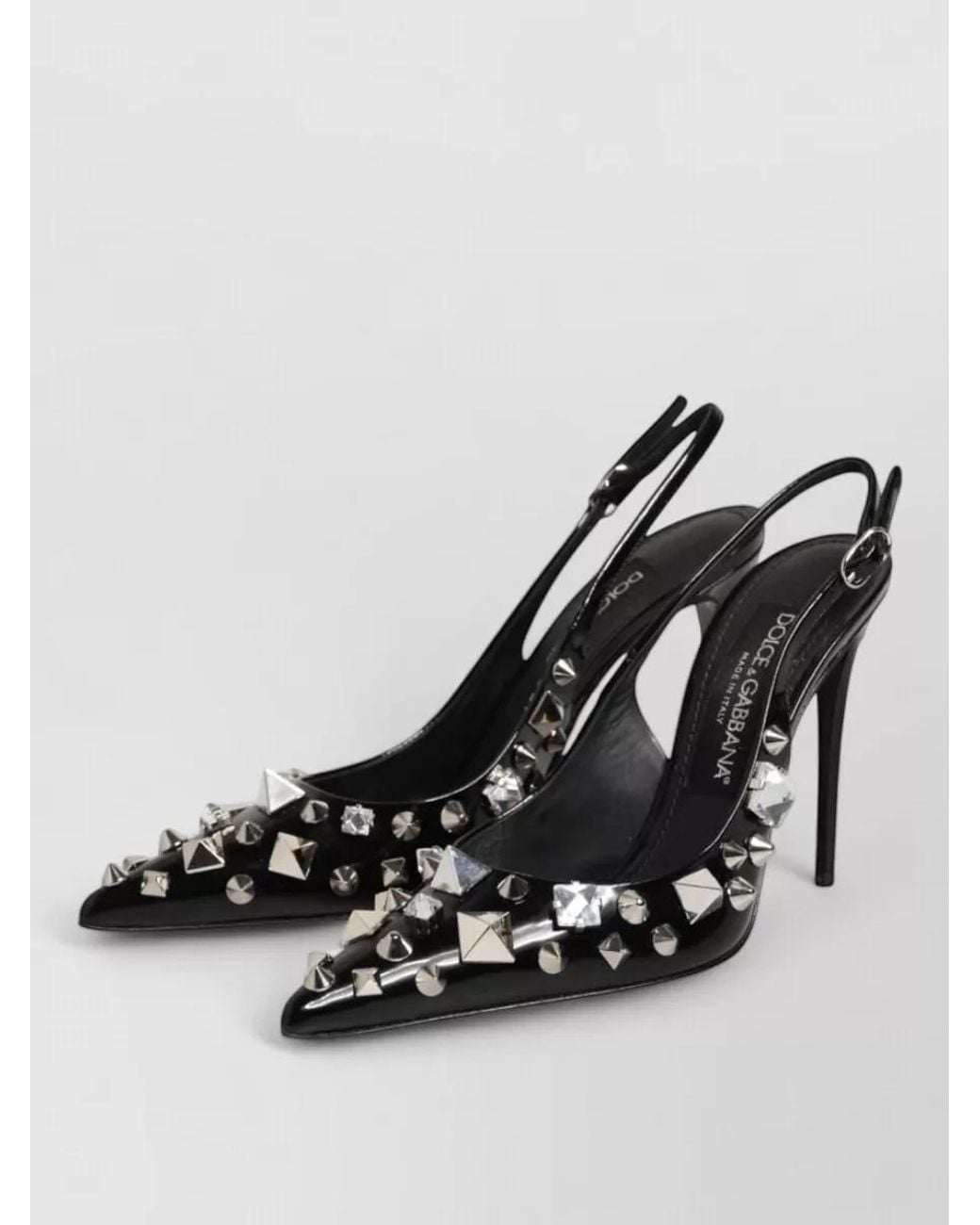 Dolce & Gabbana Brown Studded Leather Slingback Pumps