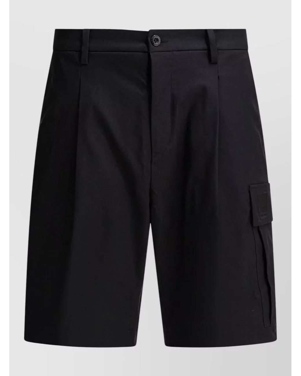 C P Company Black Polyester Cargo Shorts for men