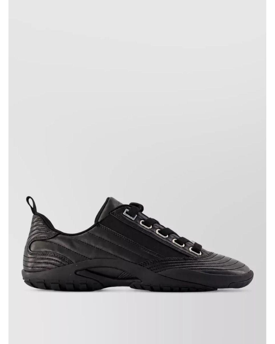 Lanvin Black Leather Lace-Up Sneakers for men