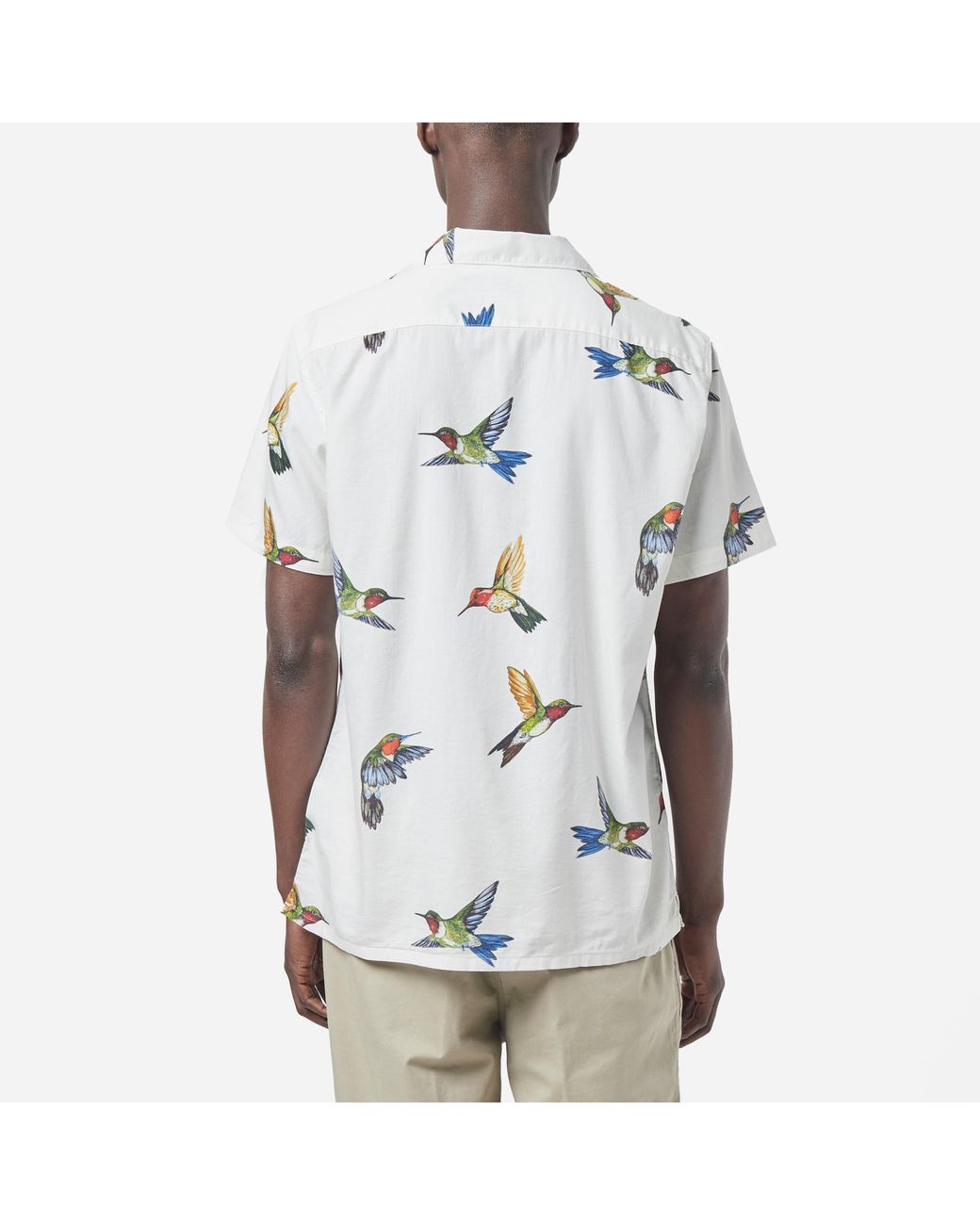 Denim Hummingbird Cubano Shirt in White 