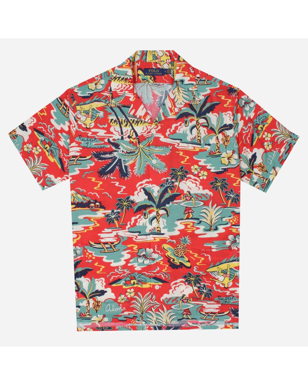 Polo Ralph Lauren Short Sleeve Vintage Palm Vacation Shirt in Red 