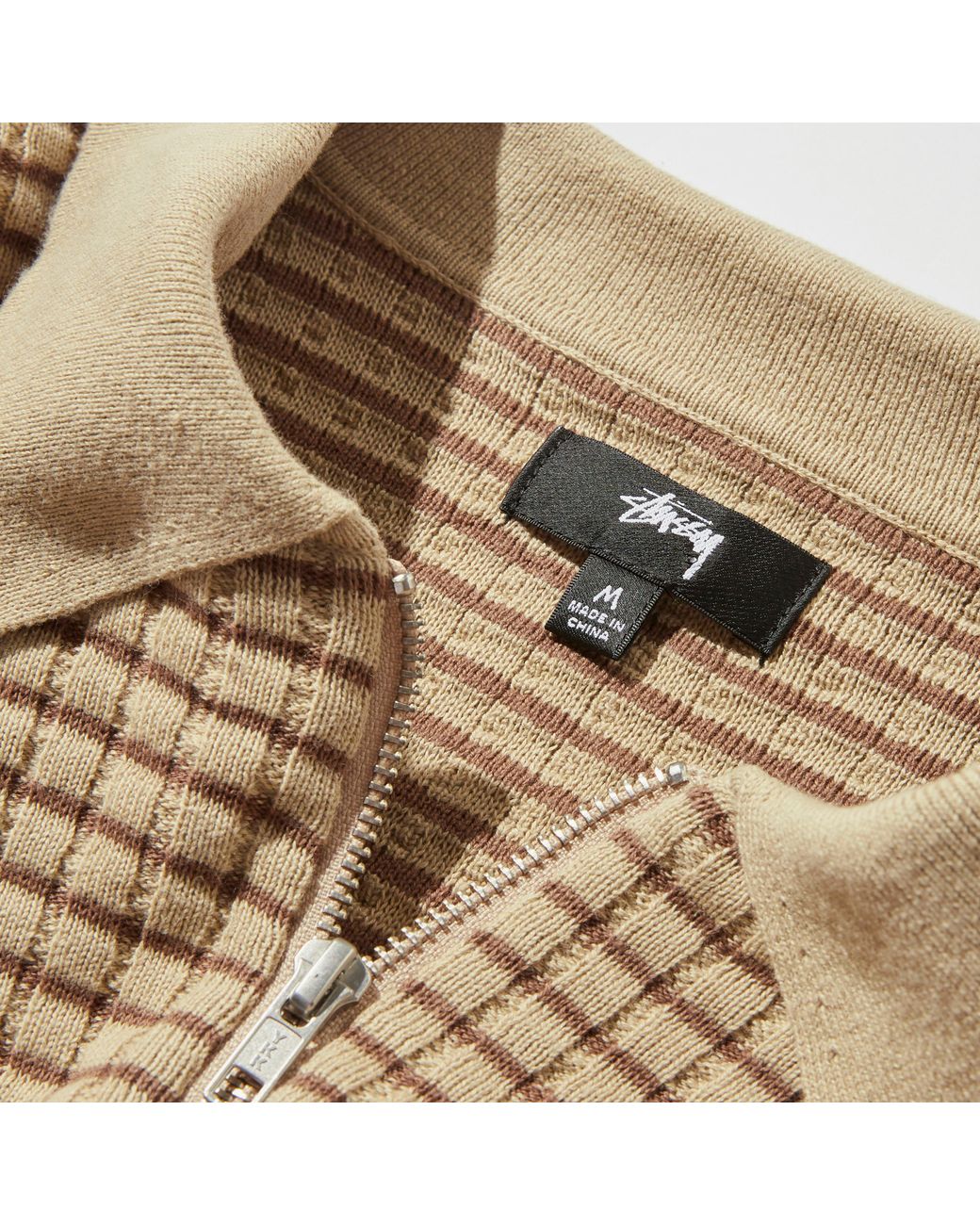 Stussy Cotton Waffle Knit Zip Polo 