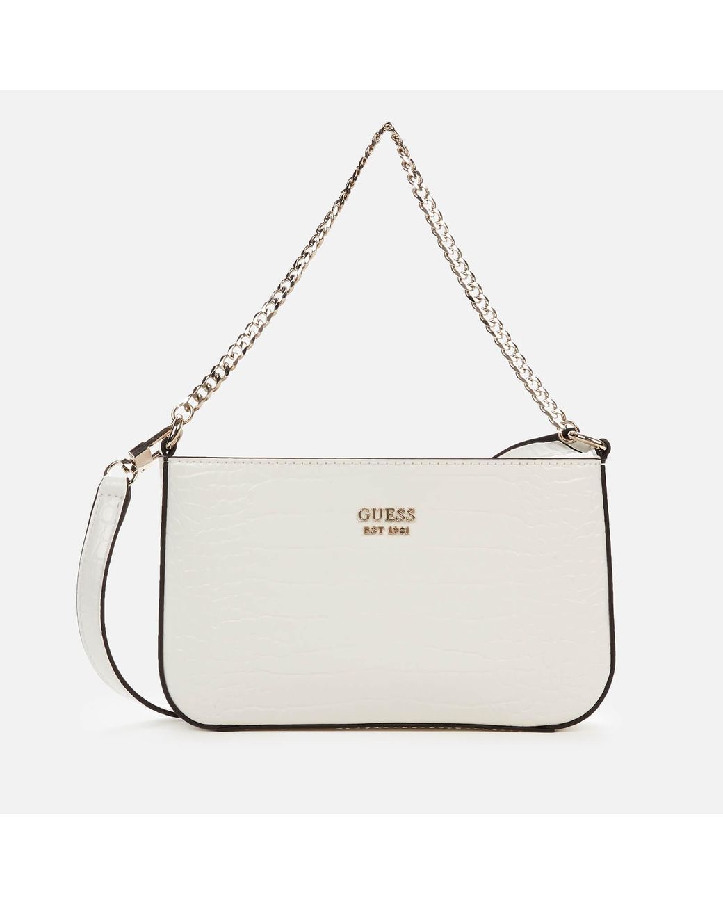 Guess Katey Mini Top Zip Shoulder Bag in White | Lyst
