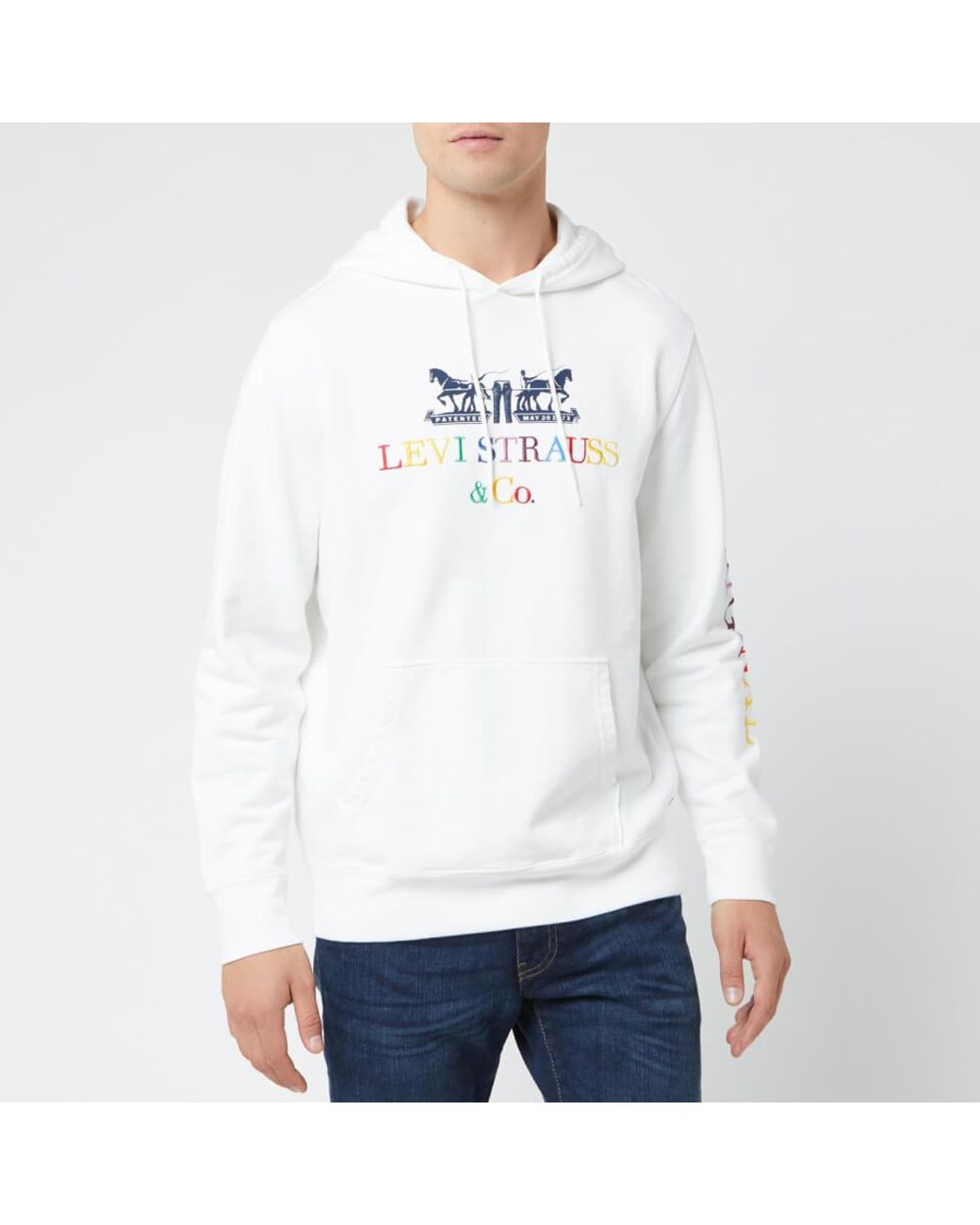Levi's Levis 2 Horse Logo Overhead Hoodie in White for Men | Lyst Canada