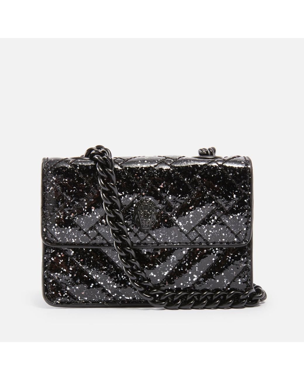 Kurt Geiger Micro Kensington Glittered Faux Leather Bag in Black