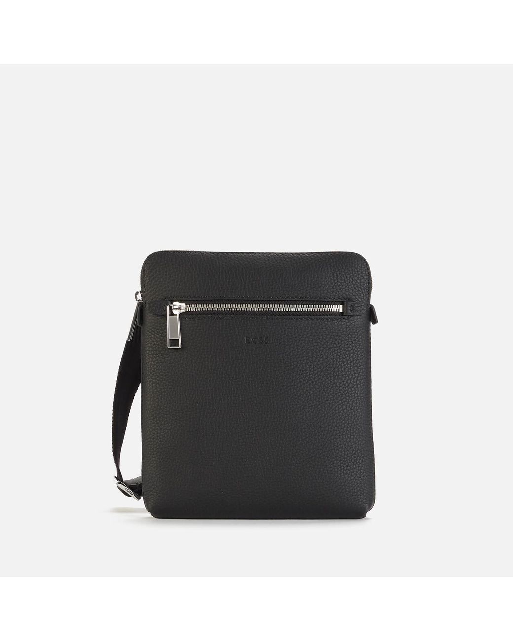 BOSS by HUGO BOSS Leather Crosstown Slim Zip Envelope Bag in Black for ...