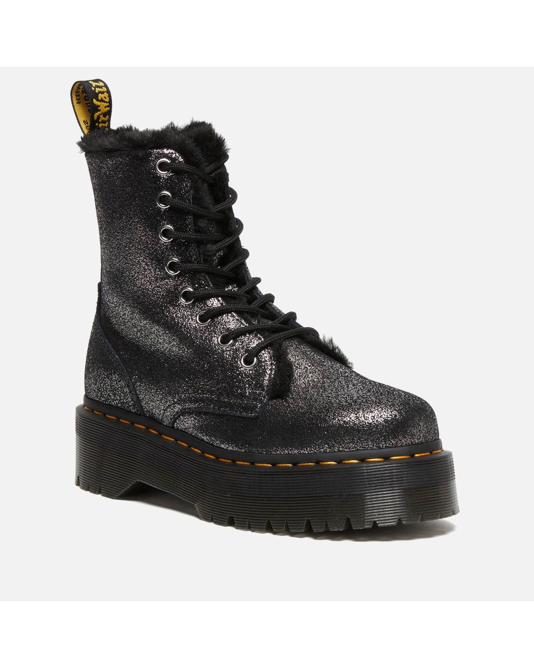 Dr. Martens Jadon Distressed Metallic Leather Boots in Black Lyst Canada