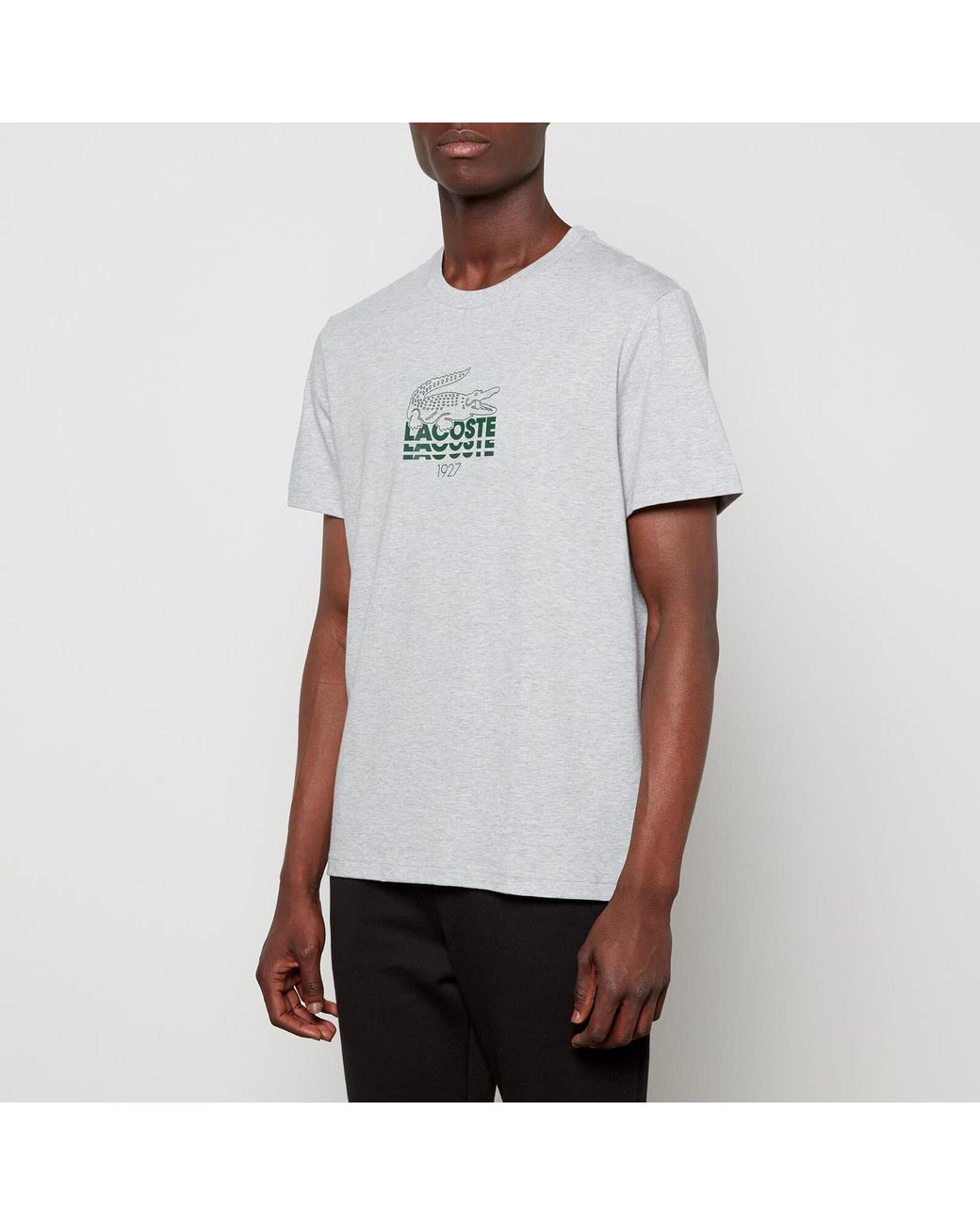 Lacoste Text Logo T-shirt in Grey (Gray) for Men | Lyst
