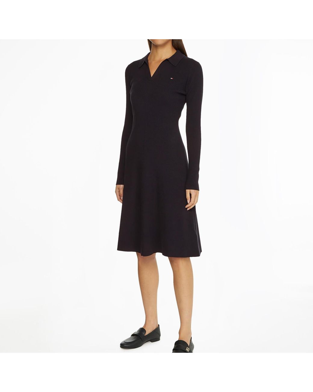 lack exegesis school Tommy Hilfiger Org Co F&f Open Polo-neck Dress in Black | Lyst